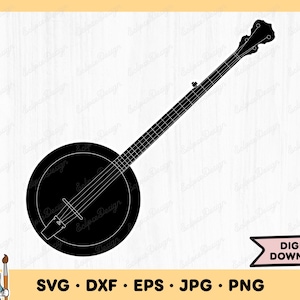 Banjo SVG Music Clip Art Banjo Cut File Banjo Silhouette Instant Digital Download