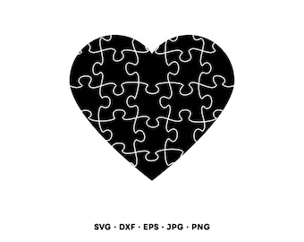 Hjärtpussel SVG Clipart PNG (Digital nedladdning direkt)