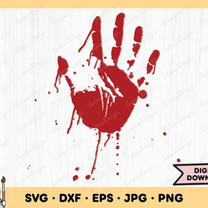 Blutige Hand Abdruck SVG Hand Druck Clip Art Hand Druck geschnitten Datei Silhouette Sofort Digitaler Download dxf eps png jpg