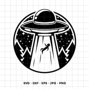 Alien Abduction SVG Clipart PNG Cricut Silhouette (Instant Digital Download)