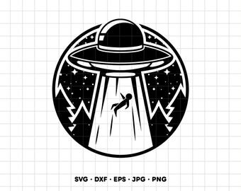Alien Abduction SVG Clipart PNG Cricut Silhouette (Instant Digital Download)