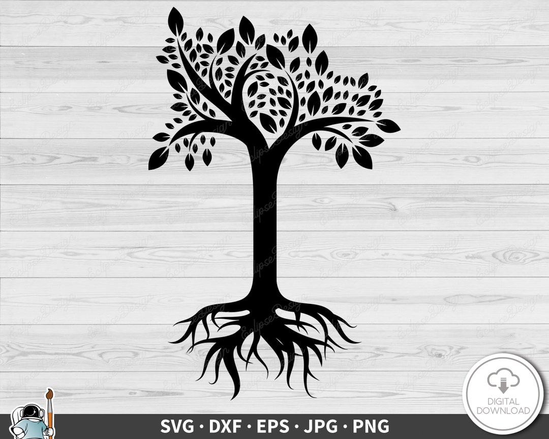 Tree With Roots SVG Clip Art Cut File Silhouette Dxf Eps Png Jpg ...