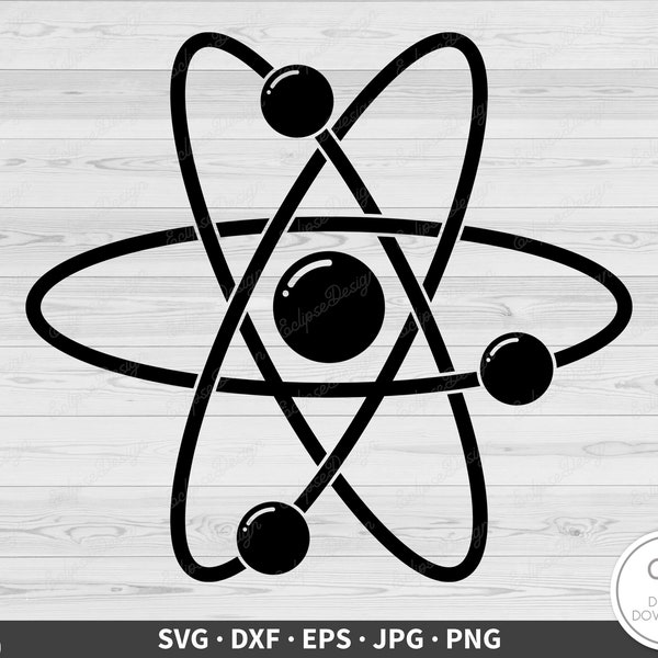 Atom Chemistry and Physics SVG • Science Clip Art Cut File Silhouette dxf eps png jpg • Instant Digital Download