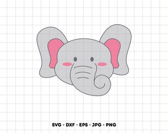 Elephant Face SVG Clipart PNG Cricut Silhouette (Instant Digital Download)