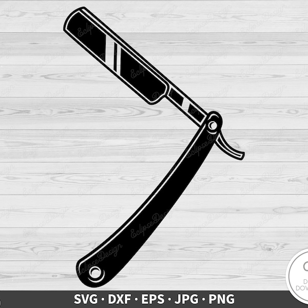 Straight Razor SVG • Barber Shaving Clip Art Cut File Silhouette dxf eps png jpg • Instant Digital Download