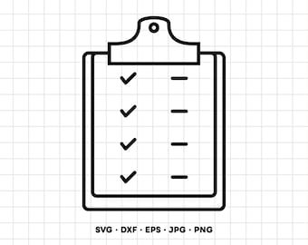 Clipboard SVG Clipart PNG Cricut Silhouette (Instant Digital Download)