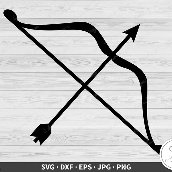 Bow and Arrow Archery SVG • Clip Art Cut File Silhouette dxf eps png jpg • Instant Digital Download