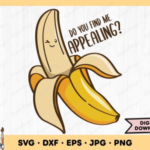 ansprechende Banane SVG Banane Clip Art Banane geschnitten Datei Banane Silhouette Sofortiger digitaler Download dxf eps png jpg