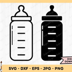 Baby Milk Bottle SVG Milk Bottle Clip Art Milk Bottle Cut File Silhouette Instant Digital Download