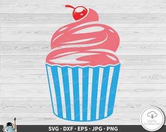 Baking Cupcake SVG • Clip Art Cut File Silhouette dxf eps png jpg • Instant Digital Download