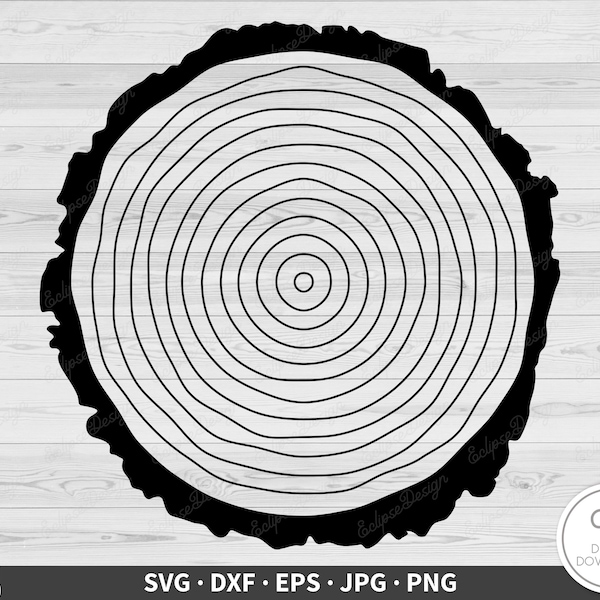 Tree Lines Rings Age SVG • Clip Art Cut File Silhouette dxf eps png jpg • Instant Digital Download