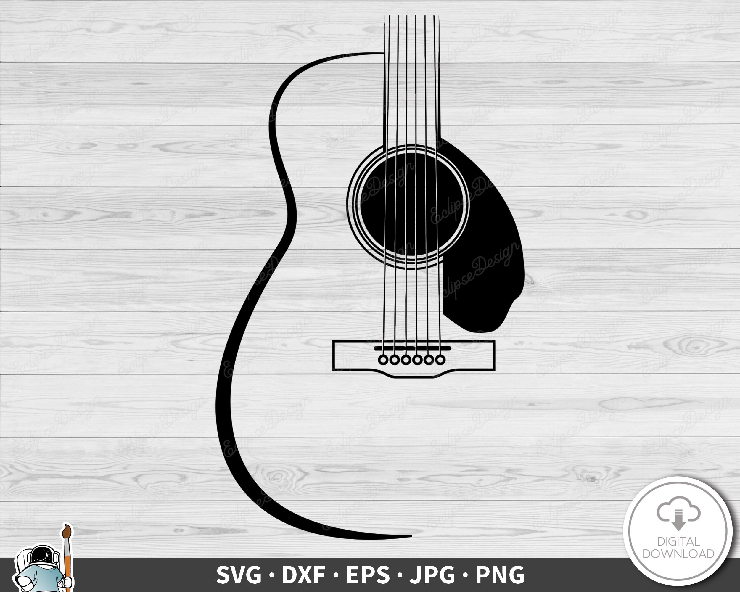 Guitar Guitarist Logo SVG Clip Art Cut File Silhouette