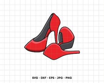 Imágenes prediseñadas SVG PNG de tacones altos rojos para Cricut y Silhouette (descarga digital instantánea)