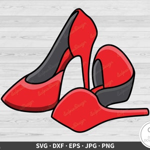 Red High Heels SVG Shoes Clip Art Cut File Silhouette Instant Digital Download
