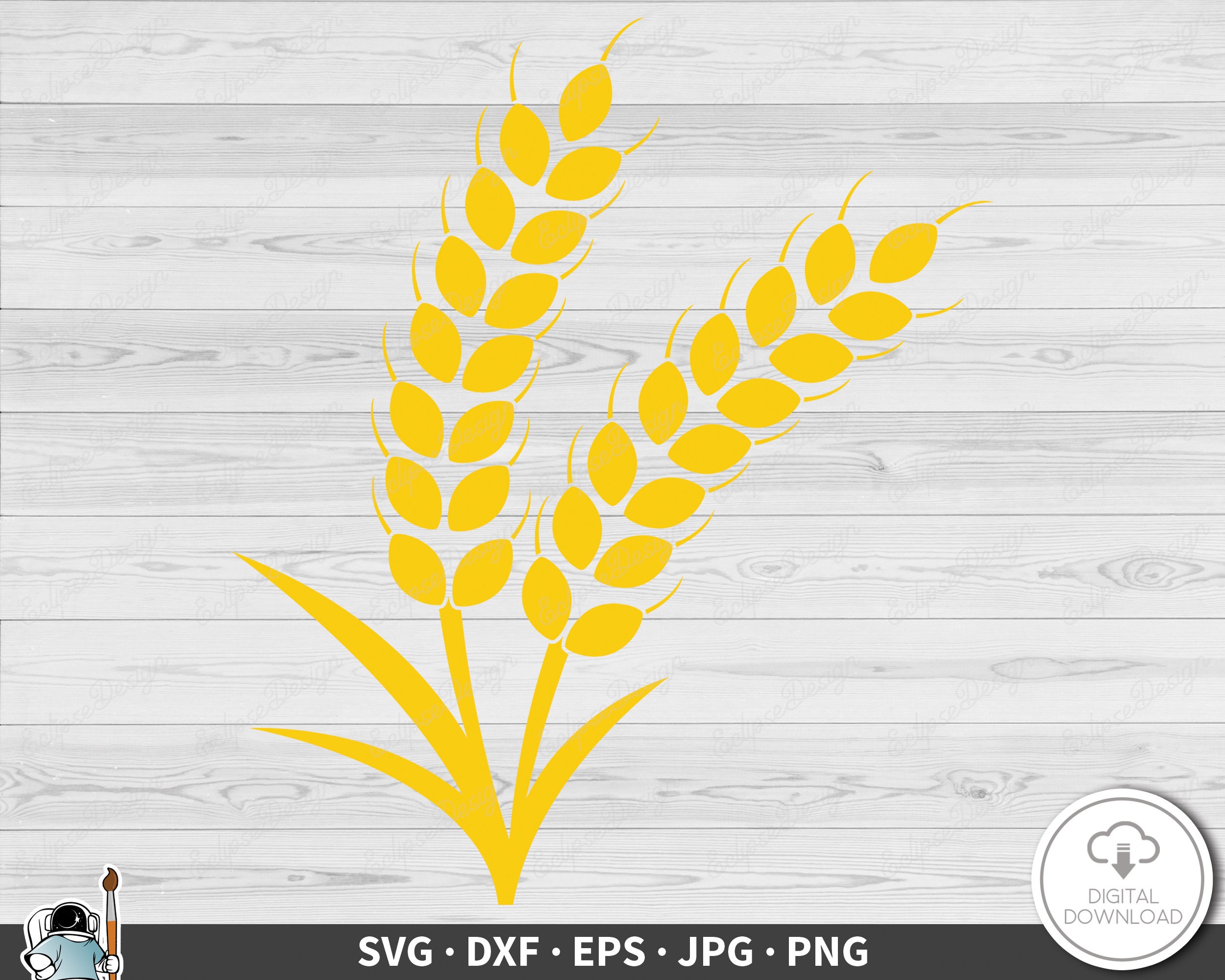 Wheat SVG Farmer Grain Clip Art Cut File Silhouette Instant Digital Download