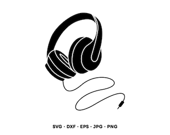 Headphones SVG Clipart PNG Cricut Silhouette (Instant Digital Download)