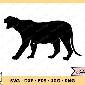 Mountain Lion SVG Mountain Lion PNG Cougar Clip Art Cut File Silhouette Instant Digital Download