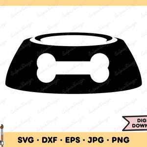 Dog Food Bowl SVG Dog Bowl Clip Art Dog Bowl Cut File Dog Bowl Silhouette Instant Digital Download dxf eps png jpg
