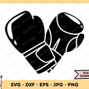Guantes de boxeo SVG de boxeador Clip art de boxeador Archivo de corte de boxeador Silueta SVG de boxeador Descarga digital instantánea dxf eps png jpg