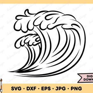 Ocean Wave SVG Ocean Wave PNG Ocean Clip Art Cut File Silhouette Instant Digital Download
