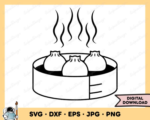 Soup Dumplings SVG Dumplings PNG Steamed Food Clip Art Cut File Silhouette Instant Digital Download