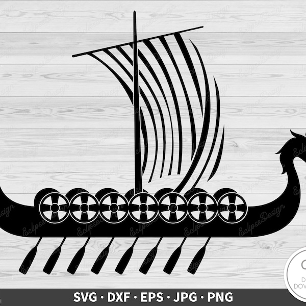 Wikinger Schiff SVG • Clip Art geschnitten Datei Silhouette dxf eps png jpg • Sofortiger digitaler Download