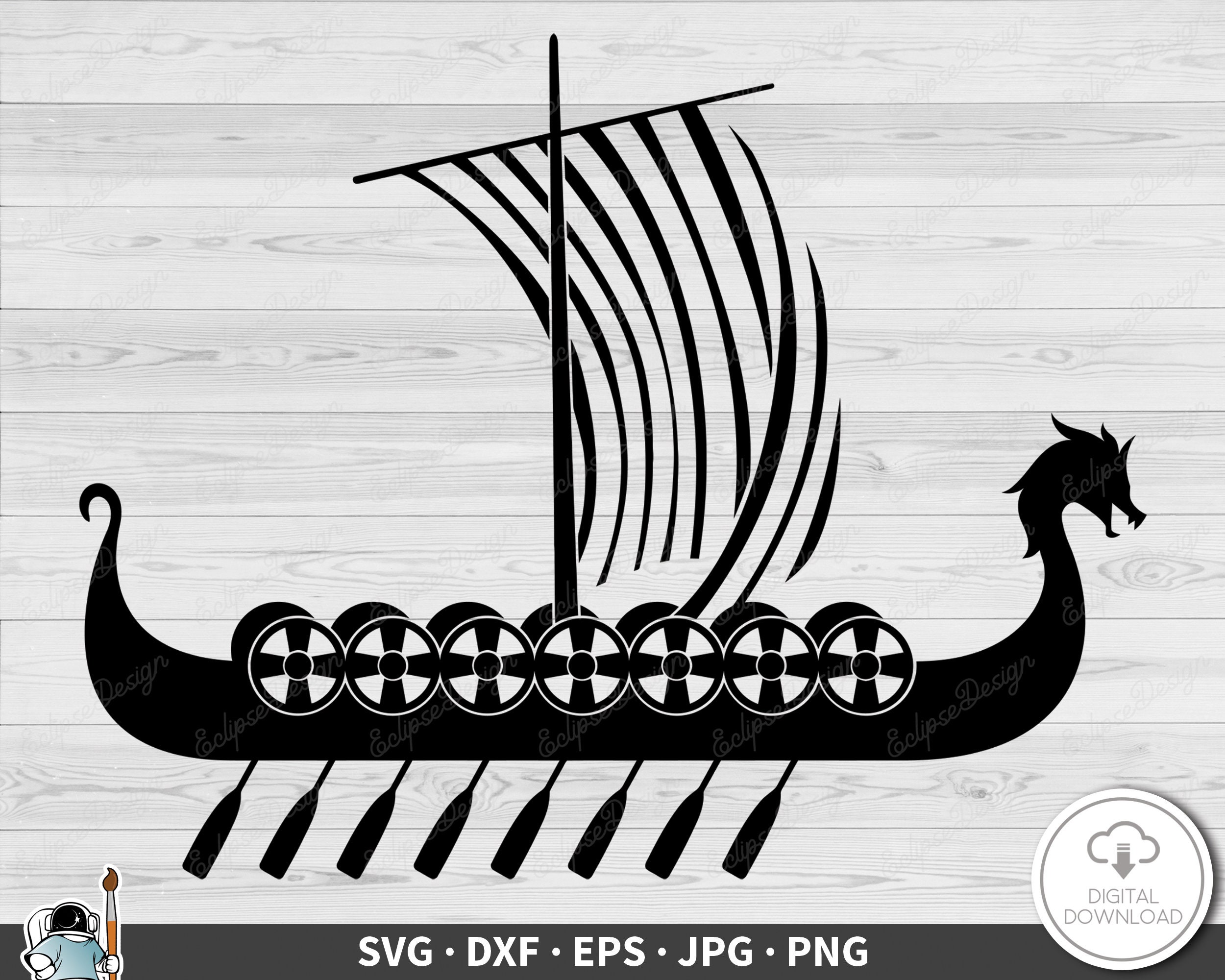 Viking Ship SVG Clip Art Cut File Silhouette Instant Digital Download