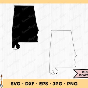 Alabama SVG staat Clip Art Alabama gesneden bestand Alabama silhouet Instant Digitale Download dxf eps png jpg