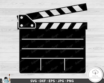 Movie Clapboard SVG • Hollywood Clip Art Cut File Silhouet dxf eps png jpg • Instant Digitale Download