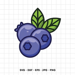 Imágenes prediseñadas de arándanos en formato SVG y PNG para Cricut y Silhouette (descarga digital instantánea).
