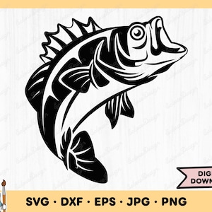 Bass Fishing SVG Fishing Clip Art Fishing Cut File Fishing Silhouette Instant Digital Download