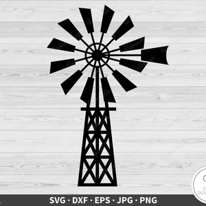 Windmill SVG Farm Wind Clip Art Cut File Silhouette Instant Digital Download