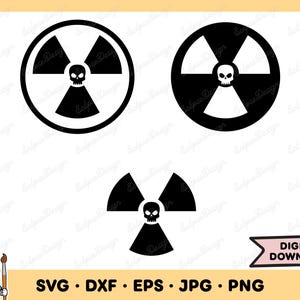 Radioactive Skull Symbol SVG Clipart PNG (Instant Digital Download)