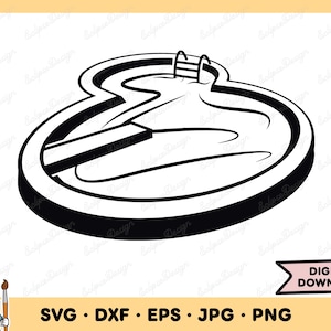 Pool with Diving Board SVG Pool PNG Pool Clip Art Cut File Silhouette Instant Digital Download