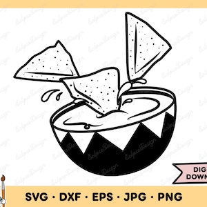 Chips and Dip Nachos SVG Nachos Clip Art Nachos Cut File Silhouette Instant Digital Download