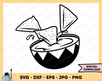 Chips and Dip Nachos SVG Nachos Clip Art Nachos Cut File Silhouette Instant Digital Download