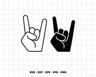 Rock On Hand SVG Clipart PNG Cricut Silhouette (Sofortiger digitaler Download)