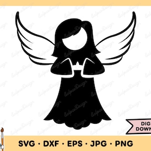 Christmas Angel SVG Angel Clip Art Angel Cut File Silhouette Instant Digital Download