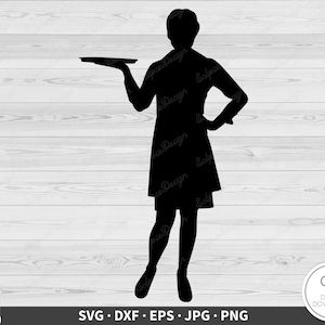 Serveerster SVG Diner Clip Art gesneden bestand silhouet Instant Digitale Download dxf eps png jpg
