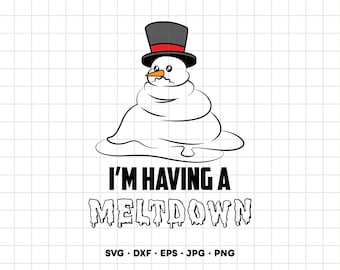 Melting Snowman Meltdown Winter SVG Clipart PNG Cricut Silhouette (Instant Digital Download)