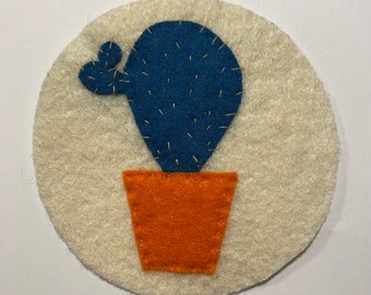 Hand-stitched felt CACTUS patch