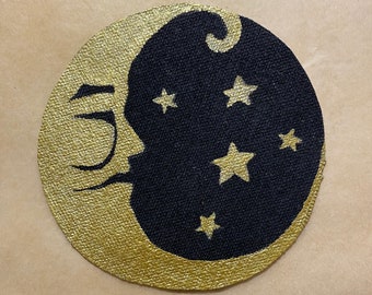 Hand painted MOON AND STARS patch