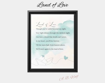 Land of Love -- Thoughtful Sympathy Gift: Loss poem on Canvas with Empathetic Verse for Mourning