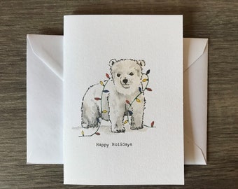 Festive Polar Bear Christmas Card