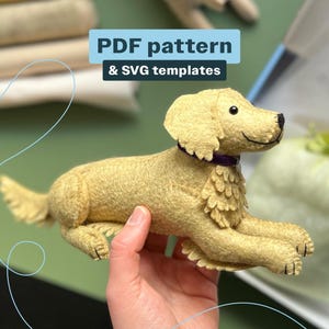 Sew your own Golden Retriever digital PDF pattern instructions, template sheet & SVG files for download
