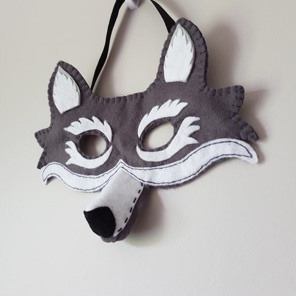 PDF Pattern Felt Wolf Mask Halloween Costume Kids Dressing Up Fancy Dress Holiday Costume