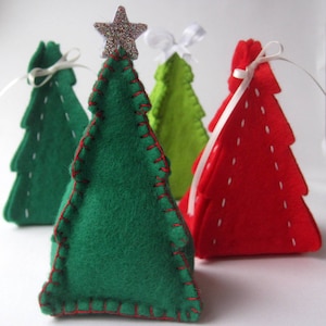 PDF PATTERN: Christmas Tree Gift Box & Ornament Sewing Tutorial - felt DIY Decoration - Holiday accessory