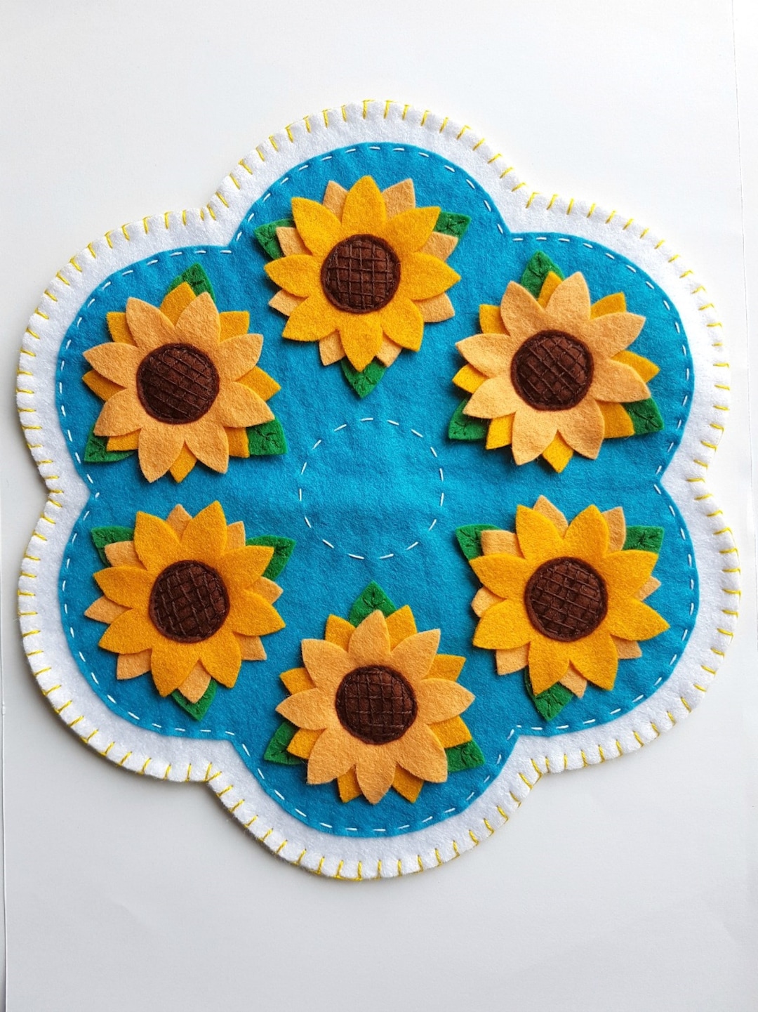 Sunflowers Penny Rug PDF Pattern: Wool Applique Candle Mat - Etsy
