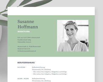 German | application templates Cv Template |  | eBook with video tutorials Word, Pages, OpenOffice and LibreOffice | »NAPEA green«