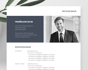 German | application templates Cv Template |  | eBook with video tutorials Word, Pages, OpenOffice and LibreOffice | TITANUS dark blue